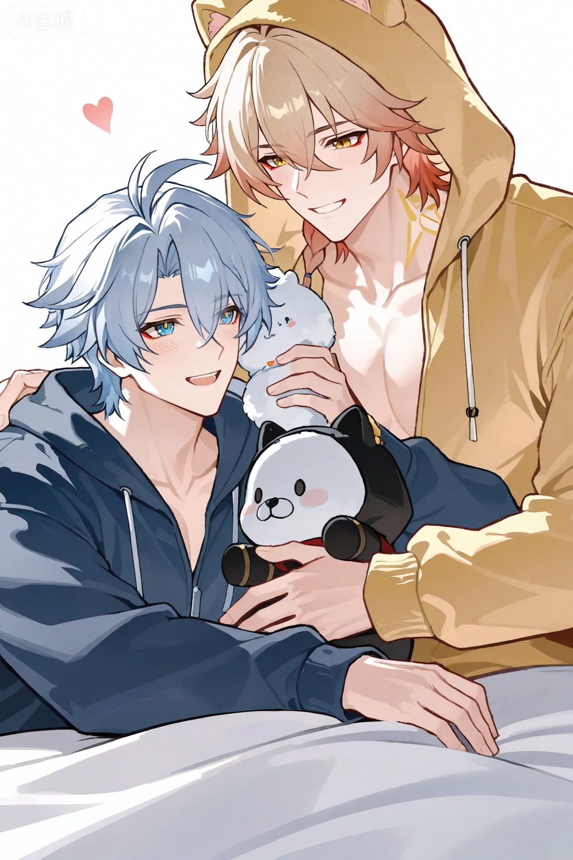 ((1boy,  mydei blonde hair,  red hai on Tensor.Art