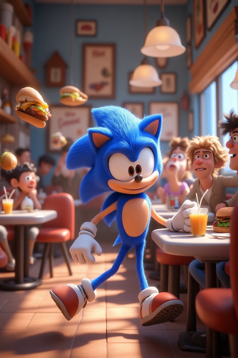 Disney Pixar. A humorous high-speed mishap in a retro diner. Sonic's excessive speed has created a vacuum that sucks all t...