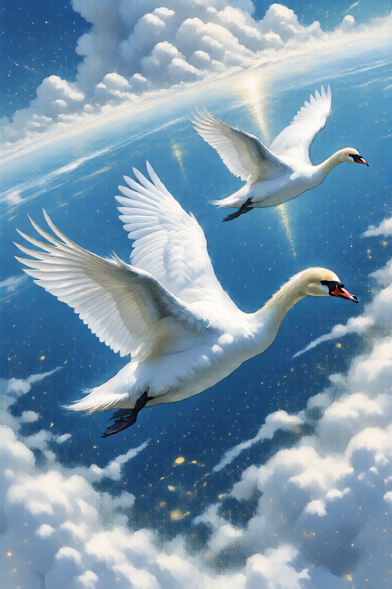 The illustration shows an amazing world of heavenly heights — a boundless azure ocean,  where time seemed to stop. In the...
