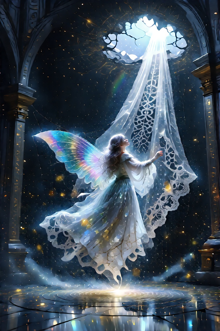 A mysterious surreal scene unfolds in a timeless space devoid of familiar landmarks. Everything is immersed in a subdued s...