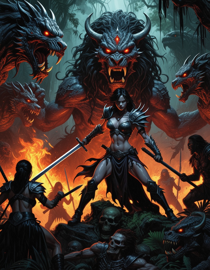 eheavy3,  woman amazon warriors of the jungle,  armor on Tensor.Art
