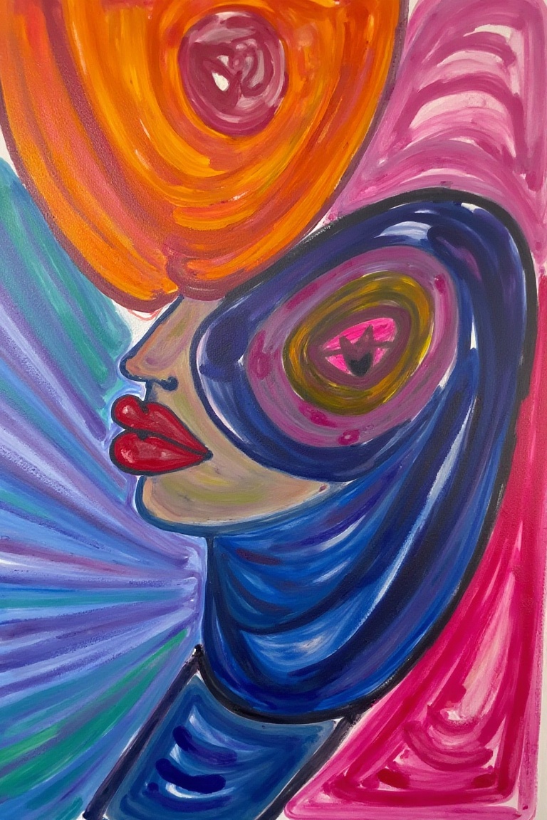 expressive,  vibrant orange magenta teal blue on Tensor.Art