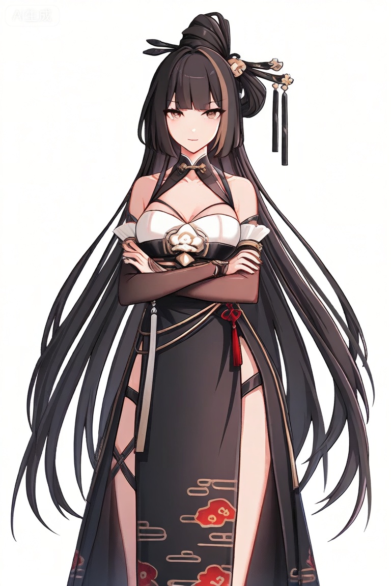 1girl, solo, long hair, breasts, looking at viewer, bangs, brown hair, black hair, hair ornament, dress, bare shoulders, very long hair, closed mouth, standing, chinese clothes


best quality, transparent_background, game_cg, masterpiece, best quality, transparent_background, game_cg, arms_crossed, 😡, 


(masterpiece:1.2), best quality, masterpiece, highres, original,ultra-detailed, illustration,extremely detailed wallpaper, perfect lighting,(extremely detailed CG:1.2), drawing, paintbrush,mimiXF,biaoqing,yulanXF