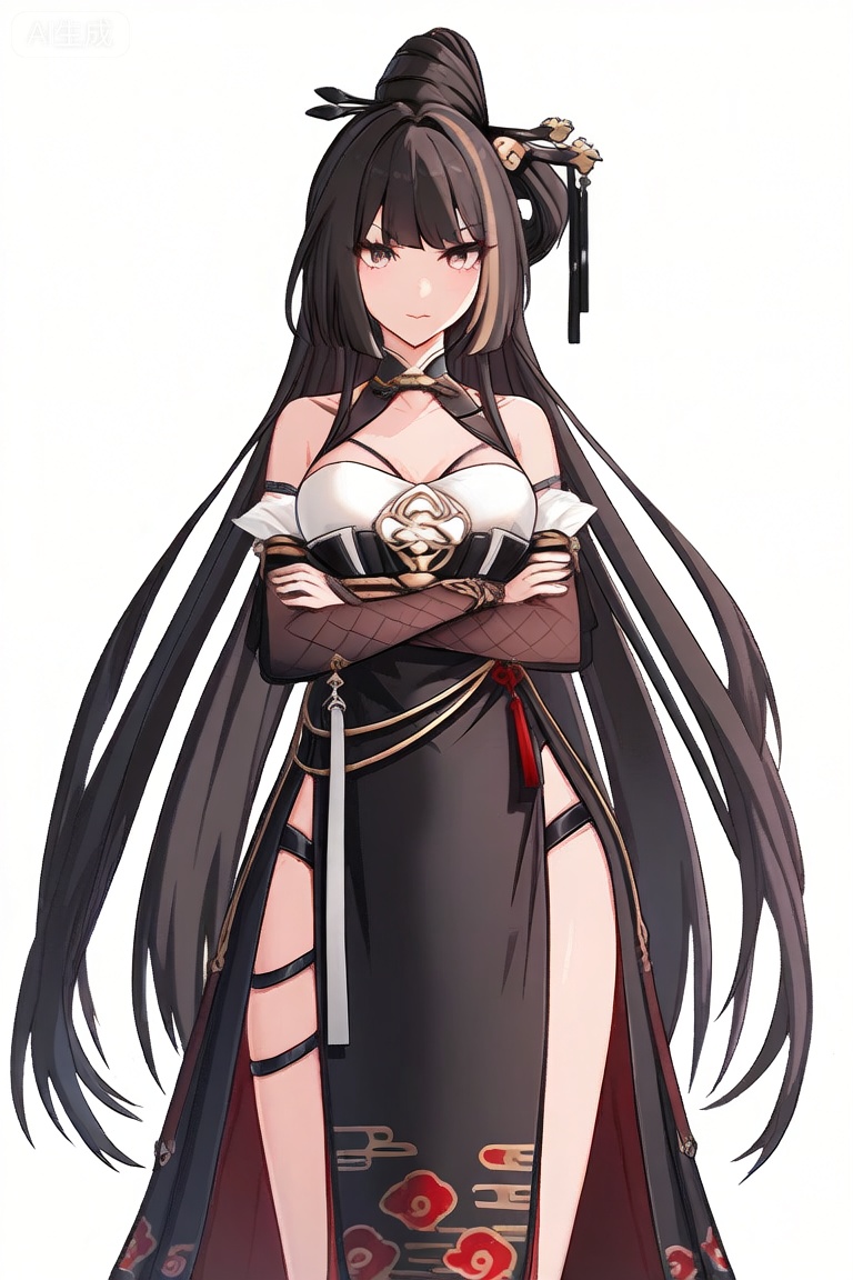 1girl, solo, long hair, breasts, looking at viewer, bangs, brown hair, black hair, hair ornament, dress, bare shoulders, very long hair, closed mouth, standing, chinese clothes


best quality, transparent_background, game_cg, masterpiece, best quality, transparent_background, game_cg, arms_crossed, 😡, 


(masterpiece:1.2), best quality, masterpiece, highres, original,ultra-detailed, illustration,extremely detailed wallpaper, perfect lighting,(extremely detailed CG:1.2), drawing, paintbrush,mimiXF,biaoqing,yulanXF,jiyuXF