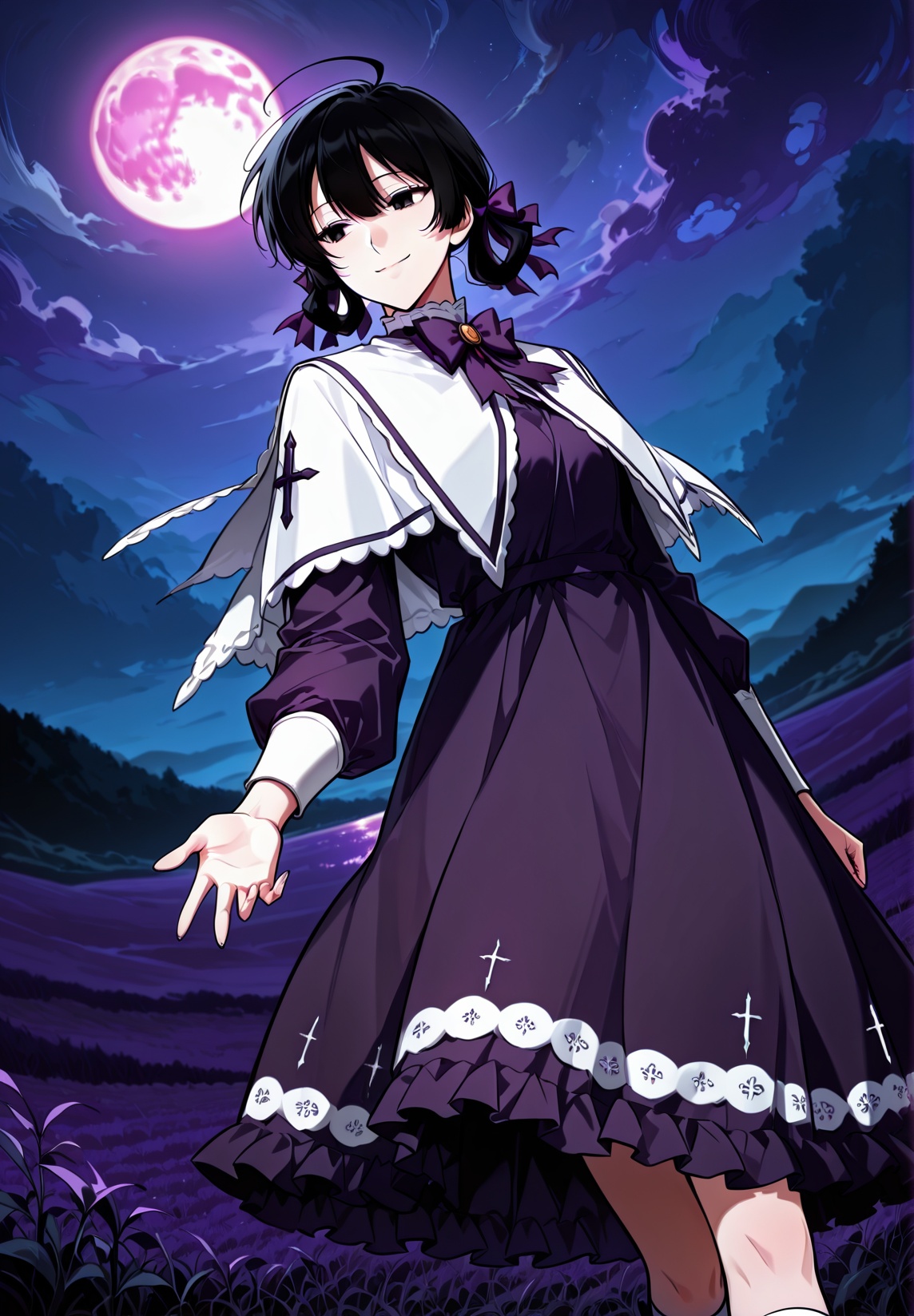 solo,  black hair,  black eyes on Tensor.Art