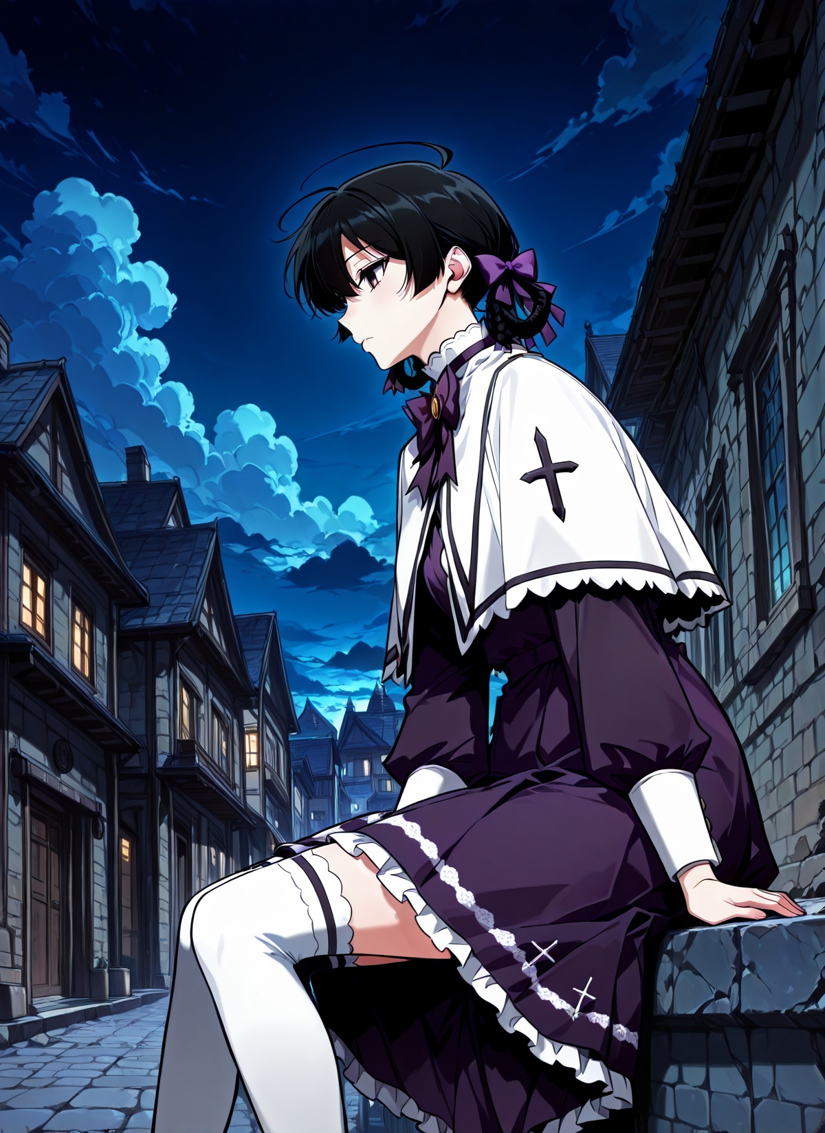 solo,  black hair,  black eyes on Tensor.Art