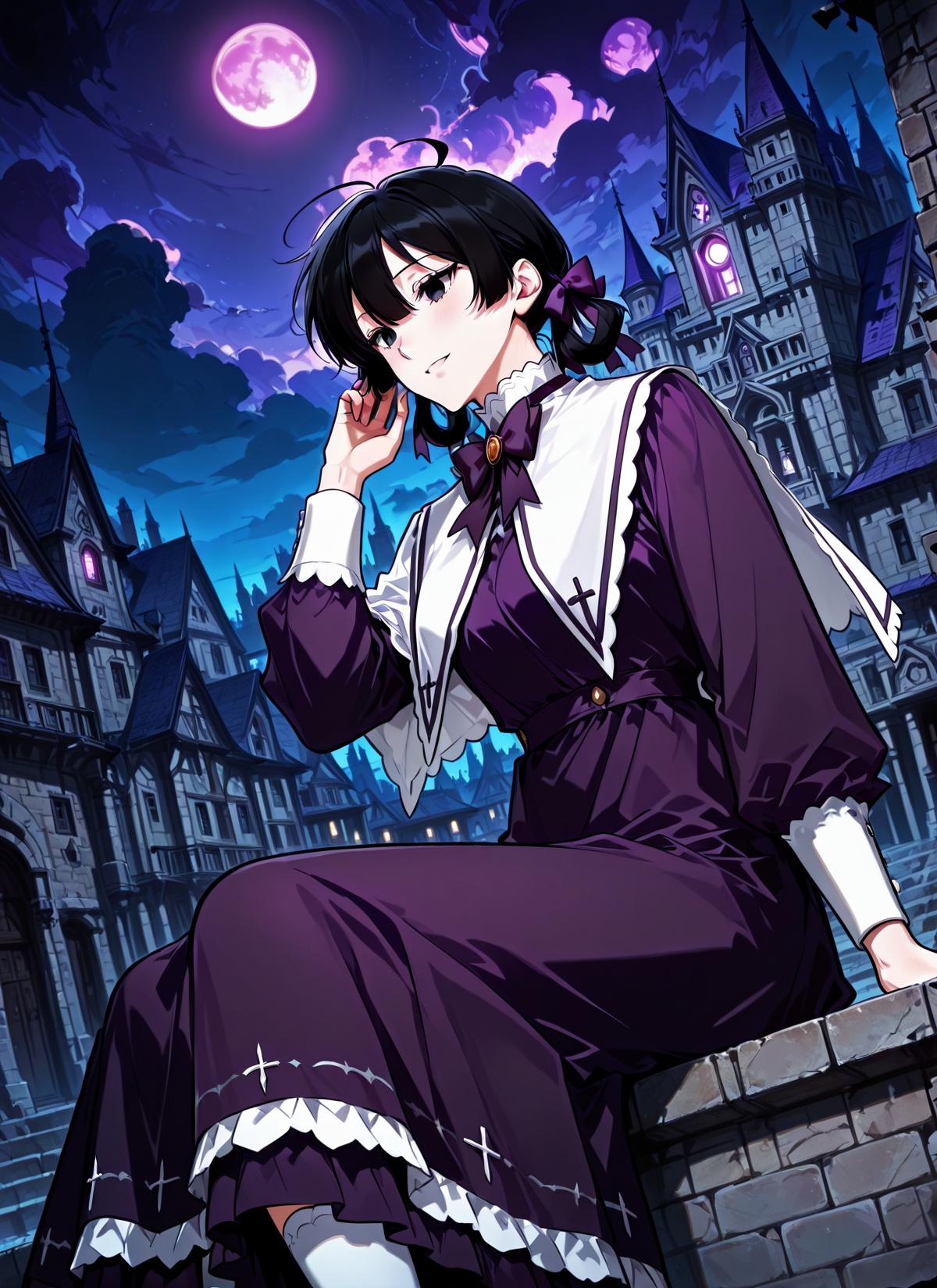 solo,  black hair,  black eyes on Tensor.Art