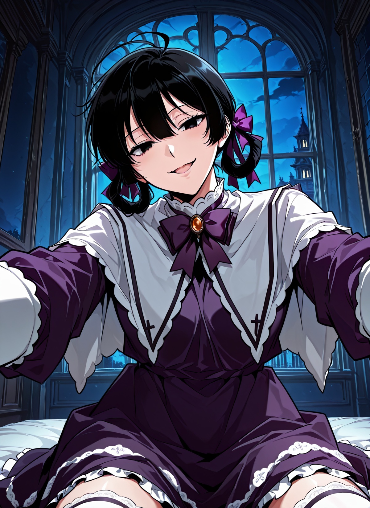 solo,  black hair,  black eyes on Tensor.Art