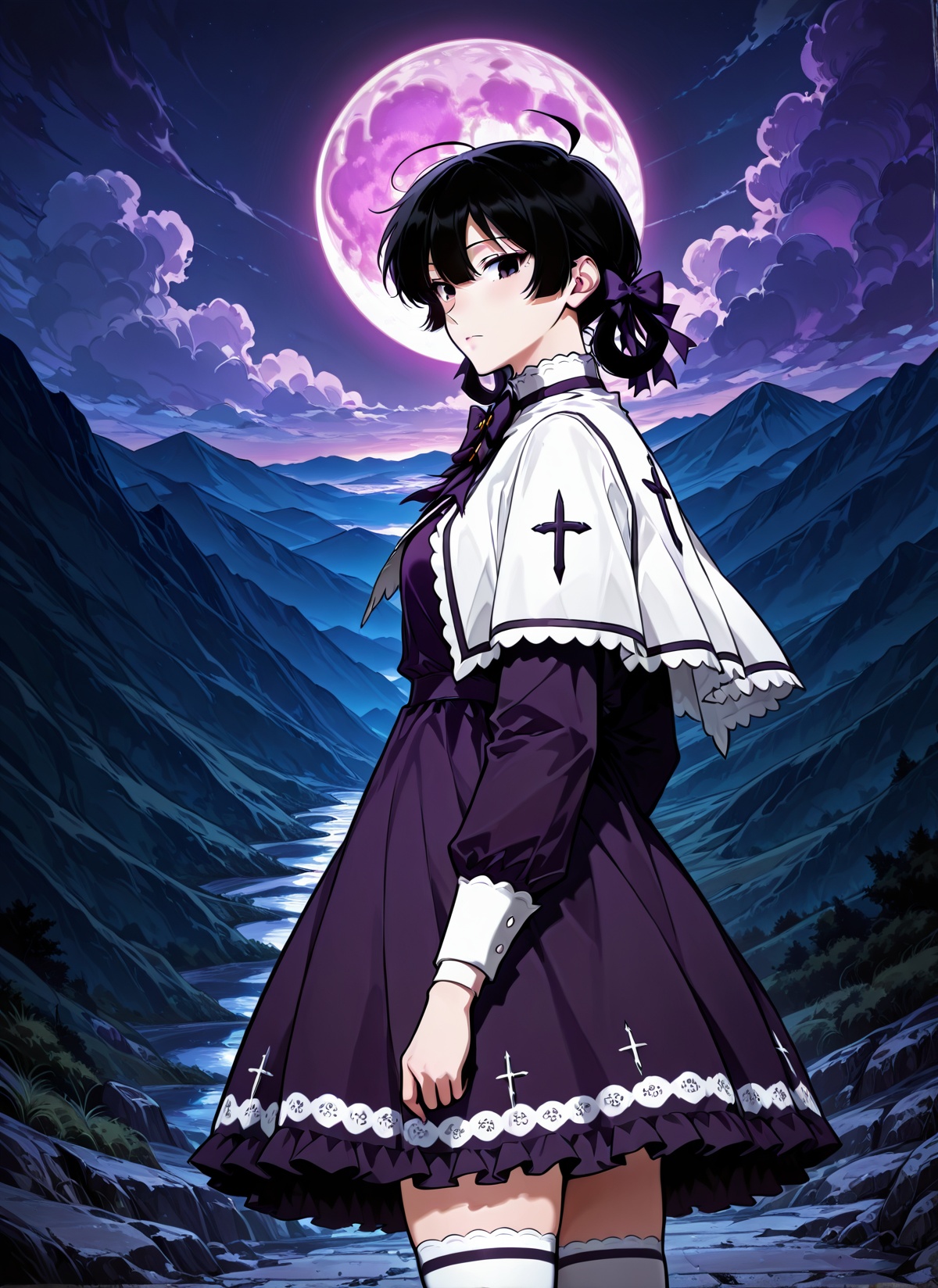 solo,  black hair,  black eyes on Tensor.Art