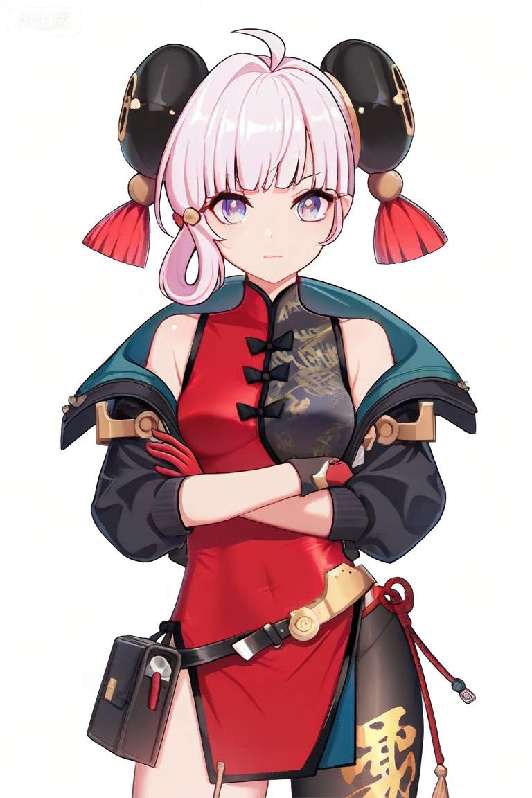 1girl, solo, looking at viewer, blue eyes, gloves, dress, bare shoulders, closed mouth, purple eyes, jacket, pink hair, ahoge, belt, black jacket, gradient, chinese clothes, china dress, red gloves, hair rings


best quality, transparent_background, game_cg, masterpiece, best quality, transparent_background, game_cg, arms_crossed, 😡, 


(masterpiece:1.2), best quality, masterpiece, highres, original,ultra-detailed, illustration,extremely detailed wallpaper, perfect lighting,(extremely detailed CG:1.2), drawing, paintbrush,mimiXF,biaoqing,yulanXF,lanXF,liuhuoXF