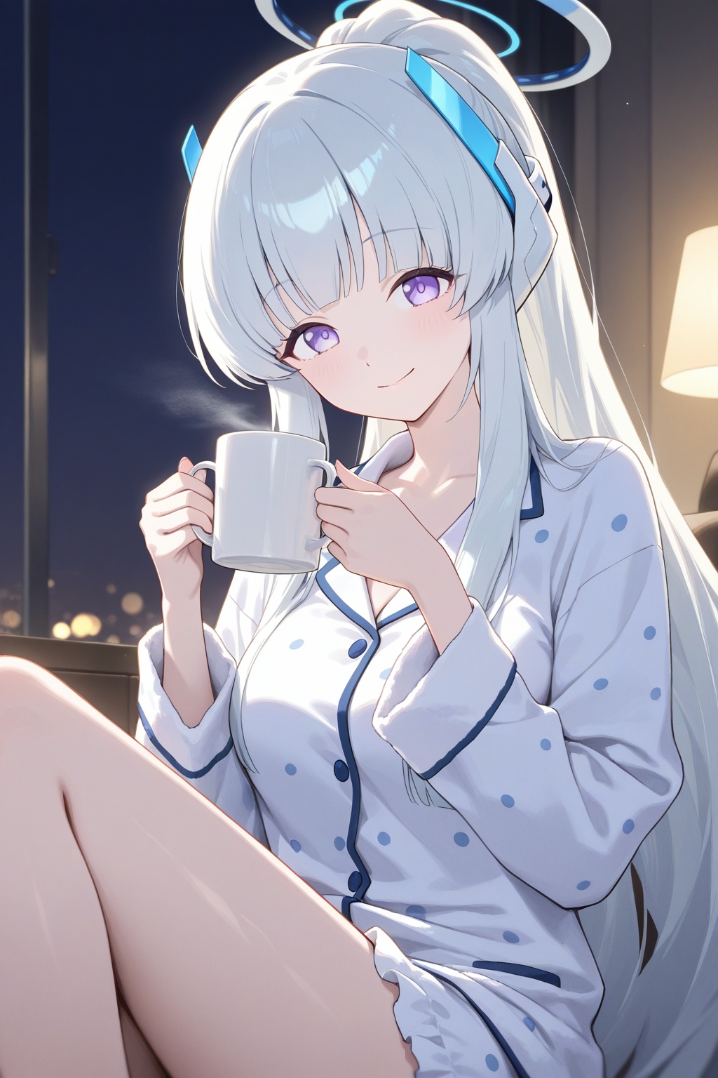 1girl,  noa (blue archive),  noa (pajamas) (blue archive) on Tensor.Art