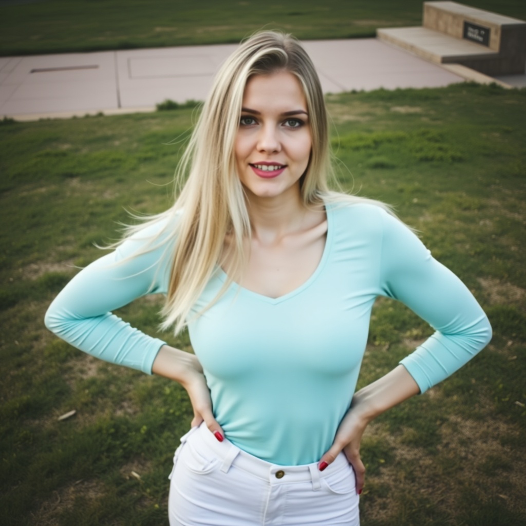 maxxa,  Photorealistic analog-style photograph,  casual pop-editorial pose with one shoulder slightly forward and relaxed...