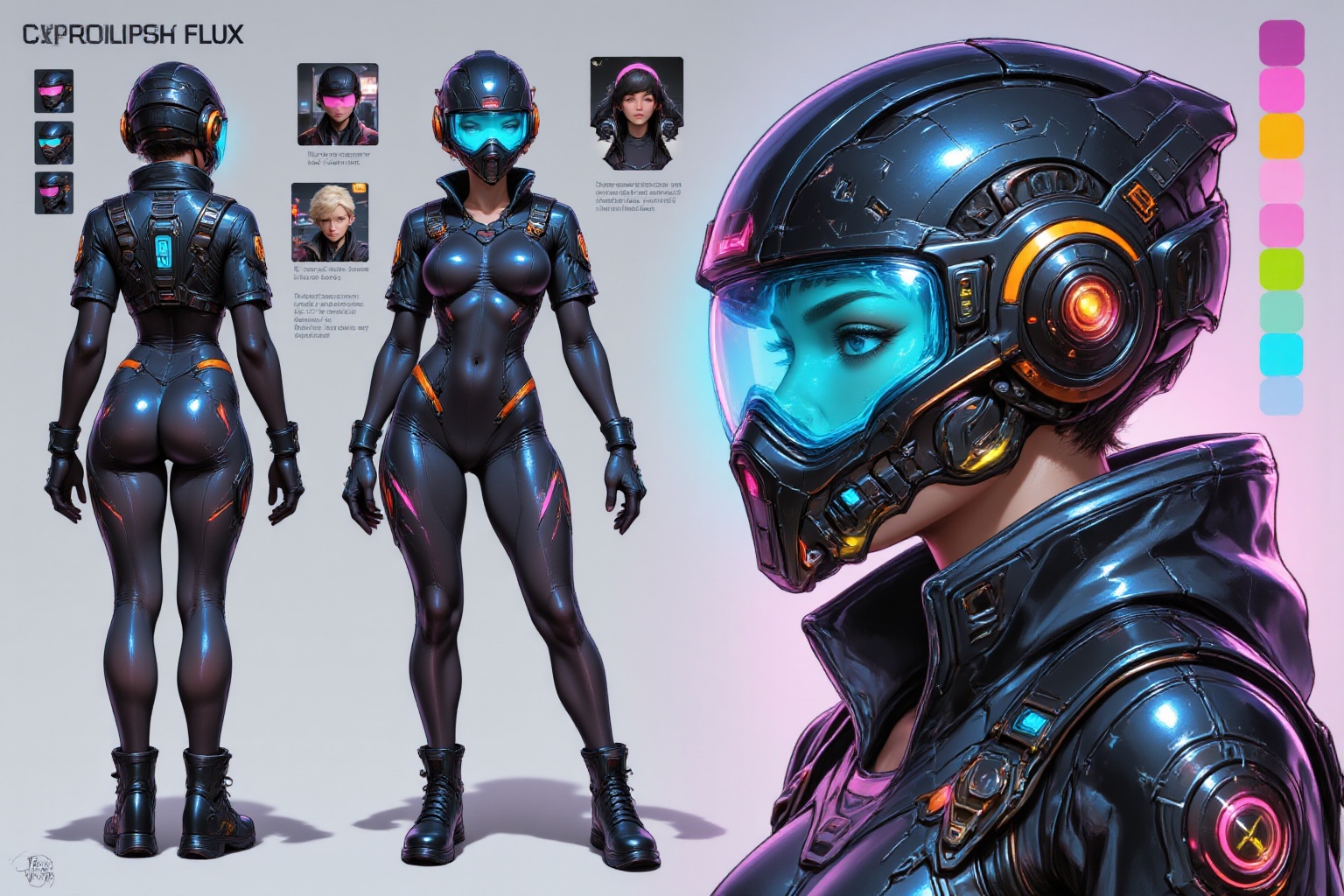 (multiple views,  reference sheet,  concept art on Tensor.Art