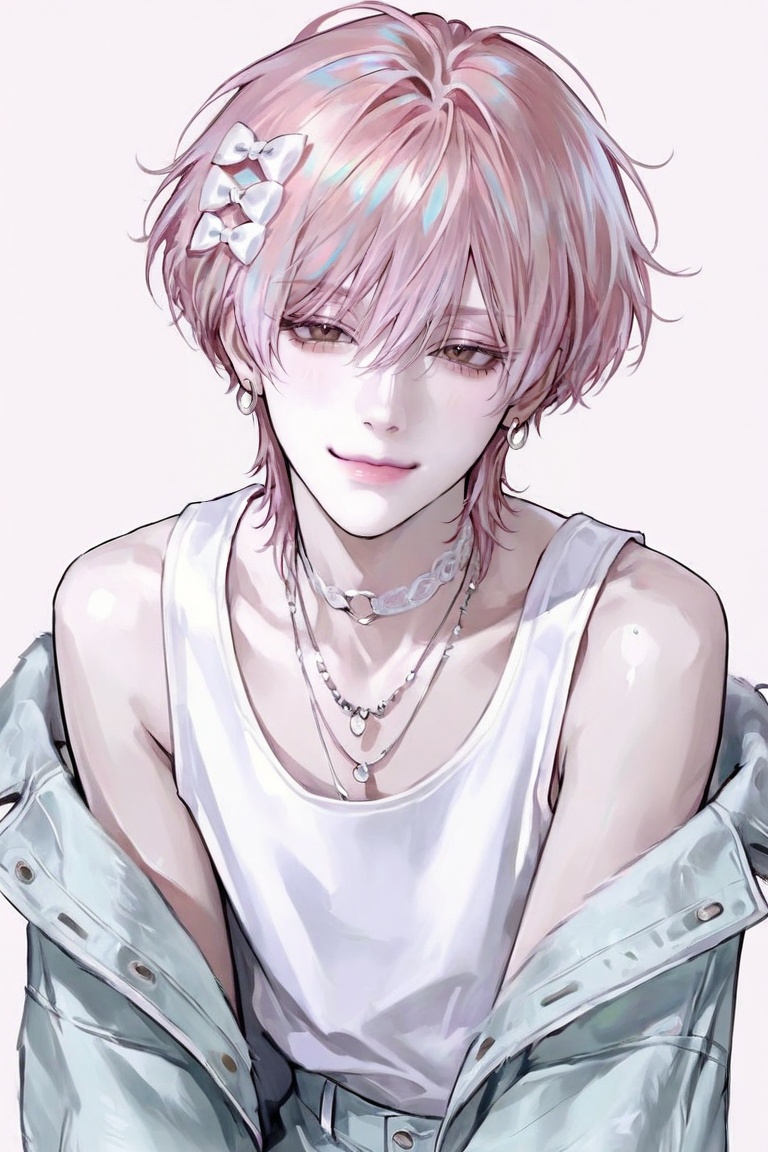 1boy,  solo,  long messy wolf cut hair on Tensor.Art