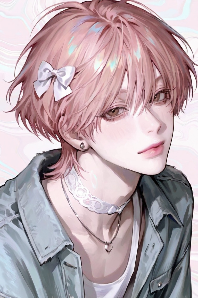 1boy,  solo,  long messy wolf cut hair on Tensor.Art