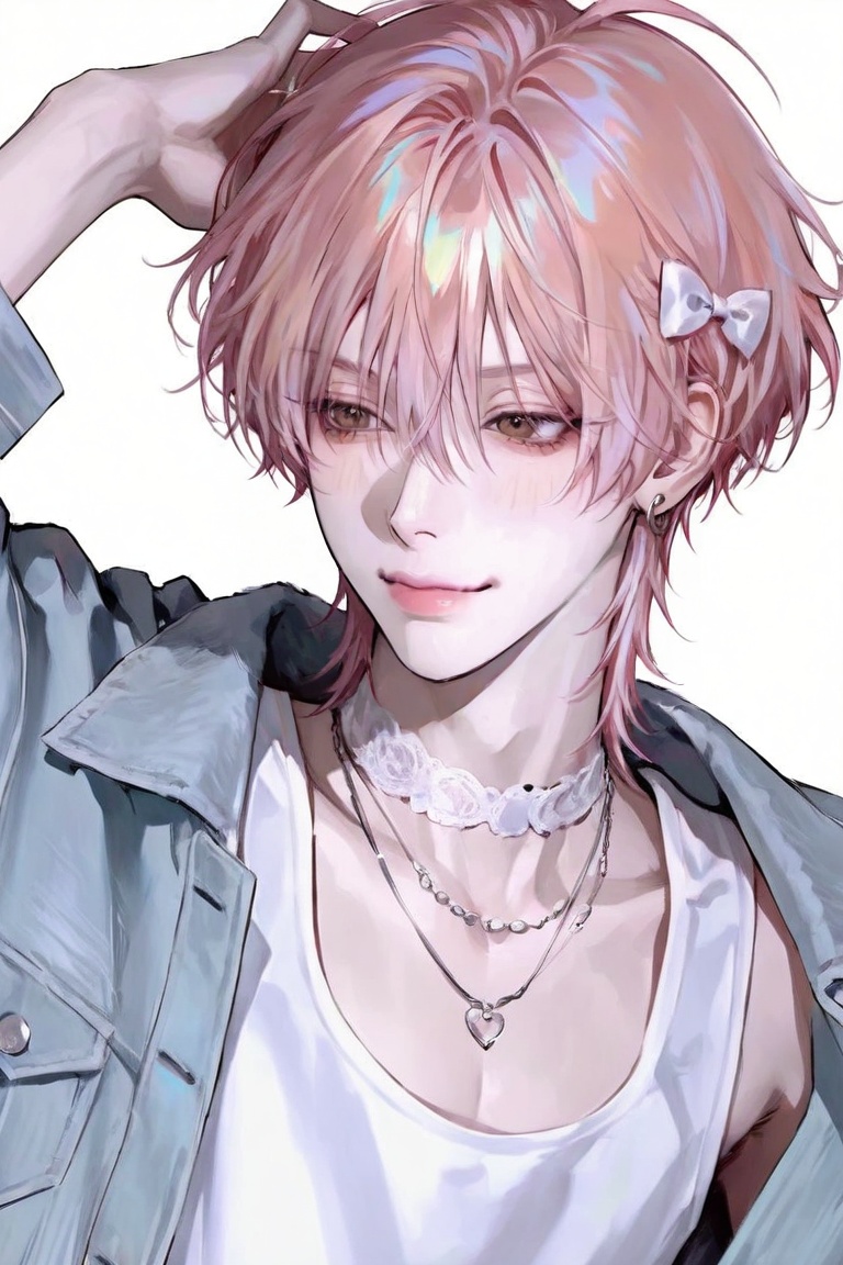 1boy,  solo,  long messy wolf cut hair on Tensor.Art