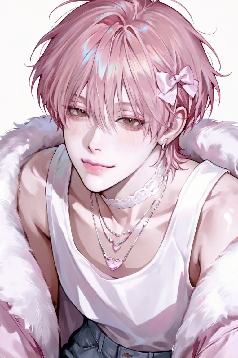 1boy,  solo,  long messy wolf cut hair on Tensor.Art