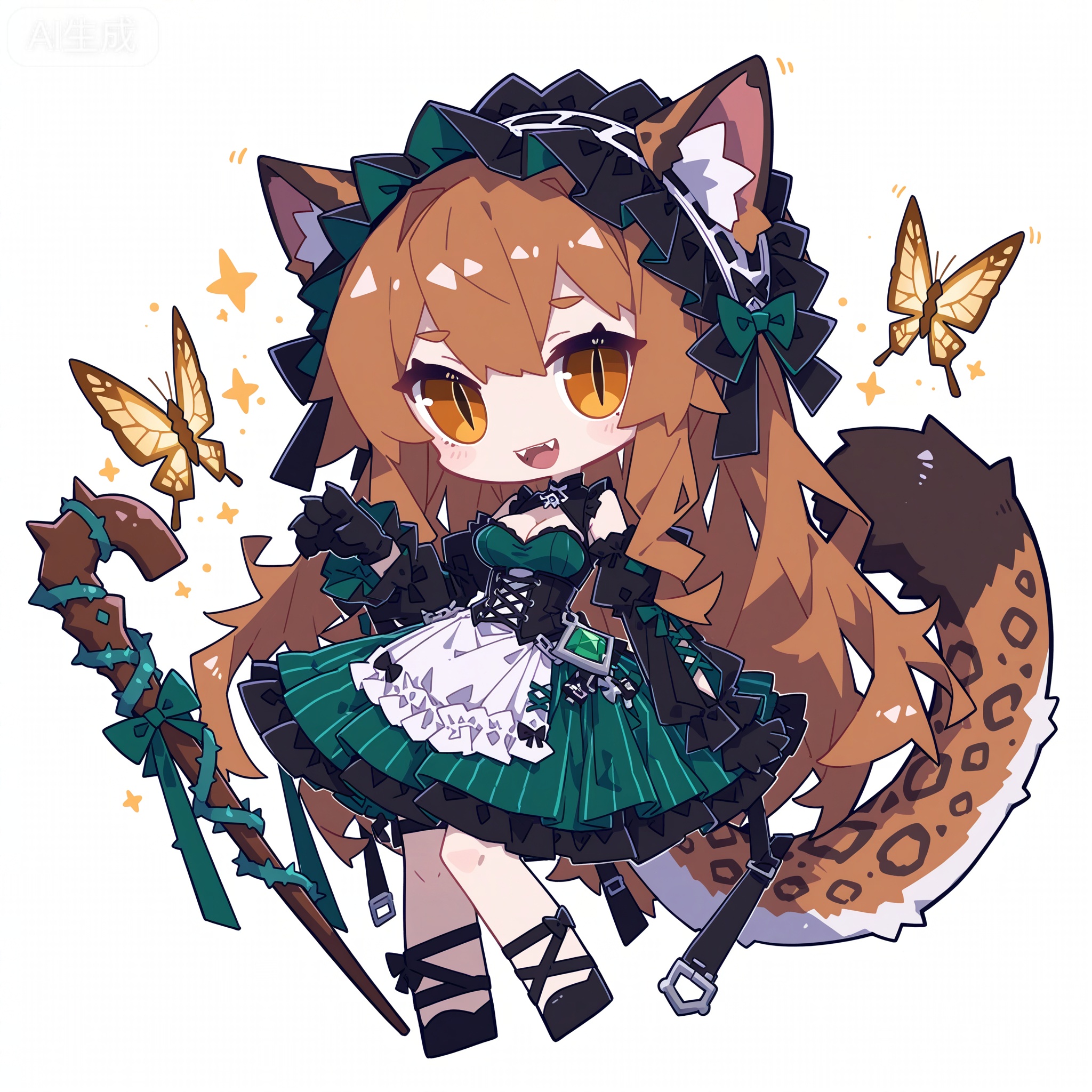 Solo, whole body, mature_monster_girl, monster_headdress, monster_clothes,

White background, monochrome theme, outline: 1.2

(chibi:1.1) ,:d,//artist:chujiujiu:1.4,//Anthropomorphism,
Line art, masterpiece, the best quality, extremely exquisite and beautiful,

Huge file size, amazing quality,multicolored hair,,(imazawa:1.1),(maccha_(mochancc):0.3),(ningen_mame:0.8),(mochizuki_kei:0.75),
//
1 girl, breasts, cleavage ,:d,//artist:chujiujiu:1.4,//
White background, full body monster, 1girl, dark brown curly hair with green vines and golden butterfly decoration, golden slit pupils, sharp fangs, leopard ears and scaly tail, clawed fingers, tattered emerald green and brown vintage dress, long black gloves, bone cane decorated with thorns, pale skin with dark vein pattern, aristocratic elegance, gothic horror style, high details, cinematic lighting,