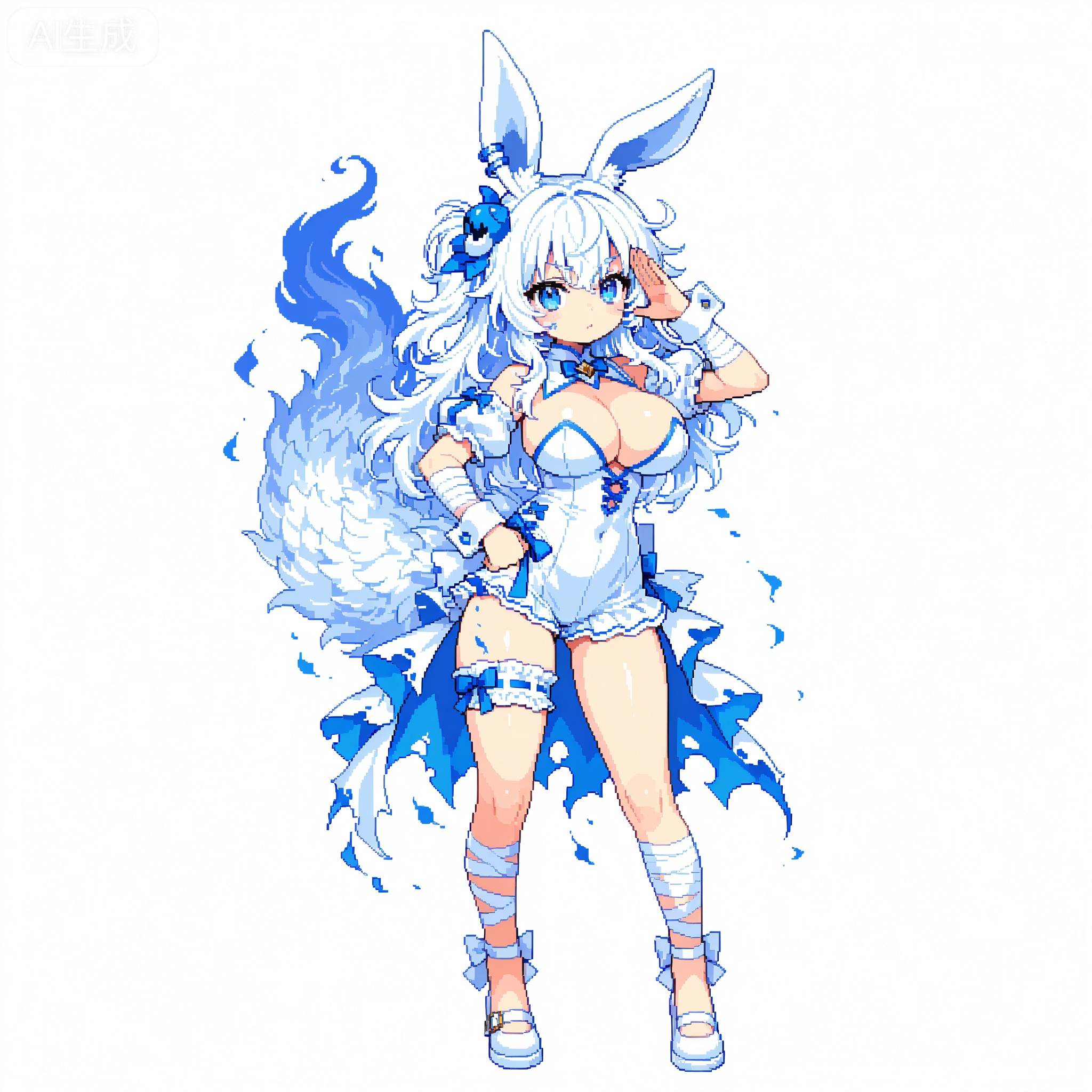 Solo, whole body,
White background, monochrome theme, outline: 1.2
pixel art,
pixel art, pixel style, pixel illustration, HD pixel, pixel villain,chibi,//
1 girl, breasts, cleavage, pixel art, pixel style, pixel illustration, HD pixel, pixel villain,chibi,
White background, full body monsterization, inverted-eared bunny monster, monster girl, soft pink curly hair, ice blue eyes, twisted bunny ears, tattered lolita cloak, plaid pattern, corroded gem embellishment, bandaged monster limbs, shoes, torn fabric texture, monochrome horror, ethereal monster, melancholy monster expression, fluffy monster fur, fragile monster aesthetic