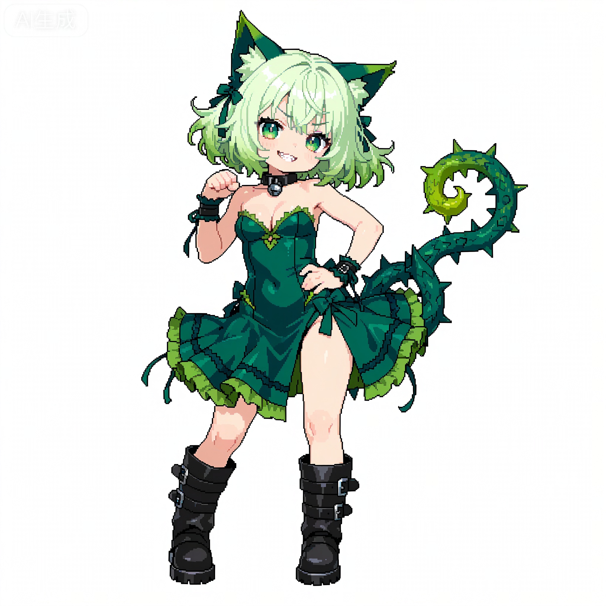 Solo, whole body,
White background, monochrome theme, outline: 1.2
pixel art,
pixel art, pixel style, pixel illustration, HD pixel, pixel villain,chibi,//
1 girl, breasts, cleavage, pixel art, pixel style, pixel illustration, HD pixel, pixel villain,chibi,
Masterpiece, best quality, ultra-detailed, 1 girl, monsterized all over, green gradient messy tentacles, with thorns and green vines, poisonous green eyes cut vertically, dark green eye shadow, cold expression, tattered gothic lolita dress, multi-layered ruffles dark green, boots, twisted limbs and green scale texture, sharp bone spurs on shoulders, white pure background, dark fantasy aesthetics, weird and strange atmosphere, monster girl mashup, anime illustration, movie lighting