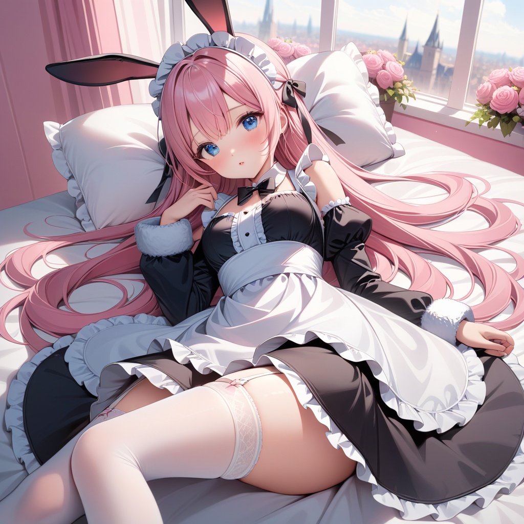 Single girl,  animal ears,  pink hair on Tensor.Art
