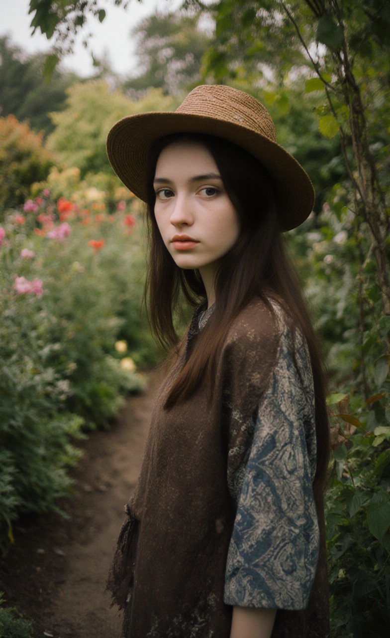 a young woman,  garden on Tensor.Art