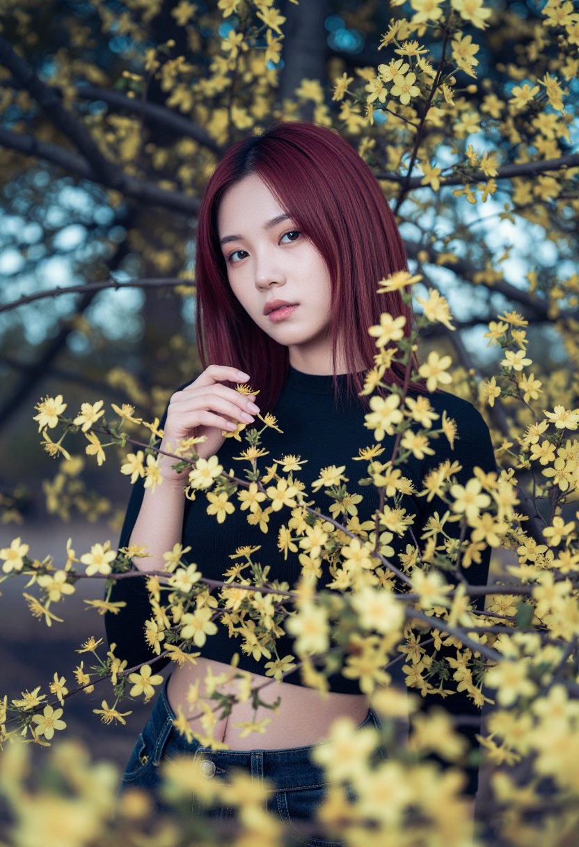A highly realistic 8k,  HDR photograph captured with a 35mm lens,  featuring an intricate representation of spring embodie...