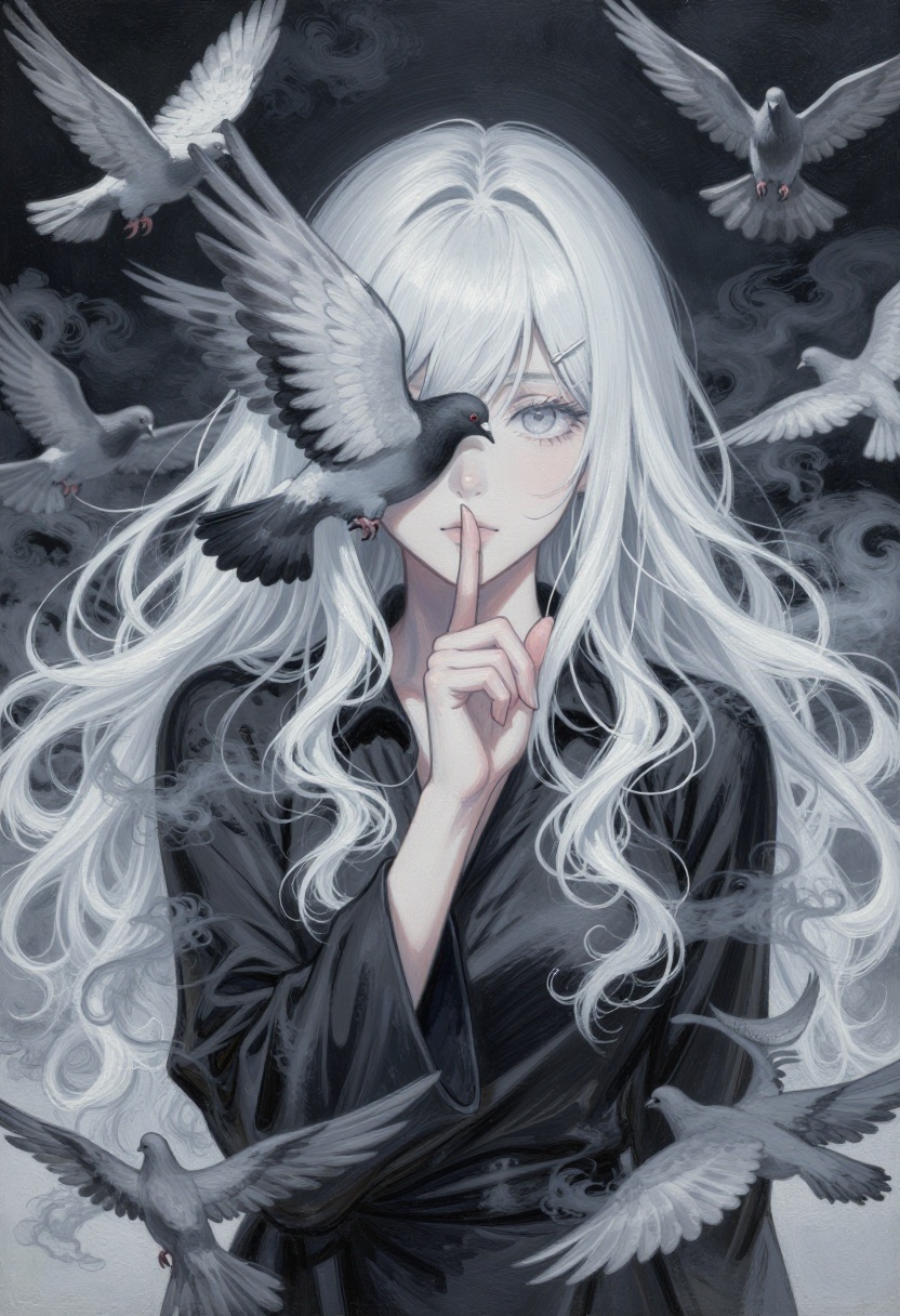 An Acrylic style painting that is expressive,  gives it a dynamic and emotional quality. Anime art of a stylized portrait...