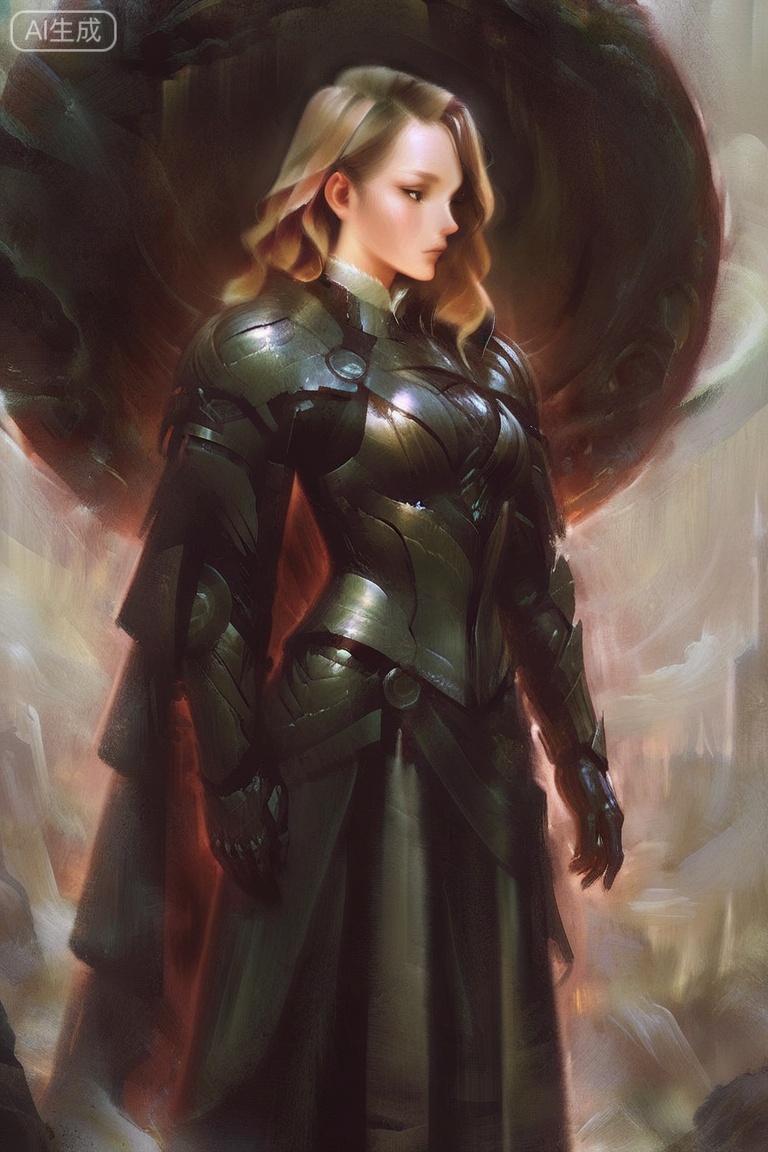 (masterpiece, best quality, ultra-detailed, 8k resolution:1.1),from side,
1girl, solo, long hair, COWBOY SHOT,digital_ painting,armor,dress,