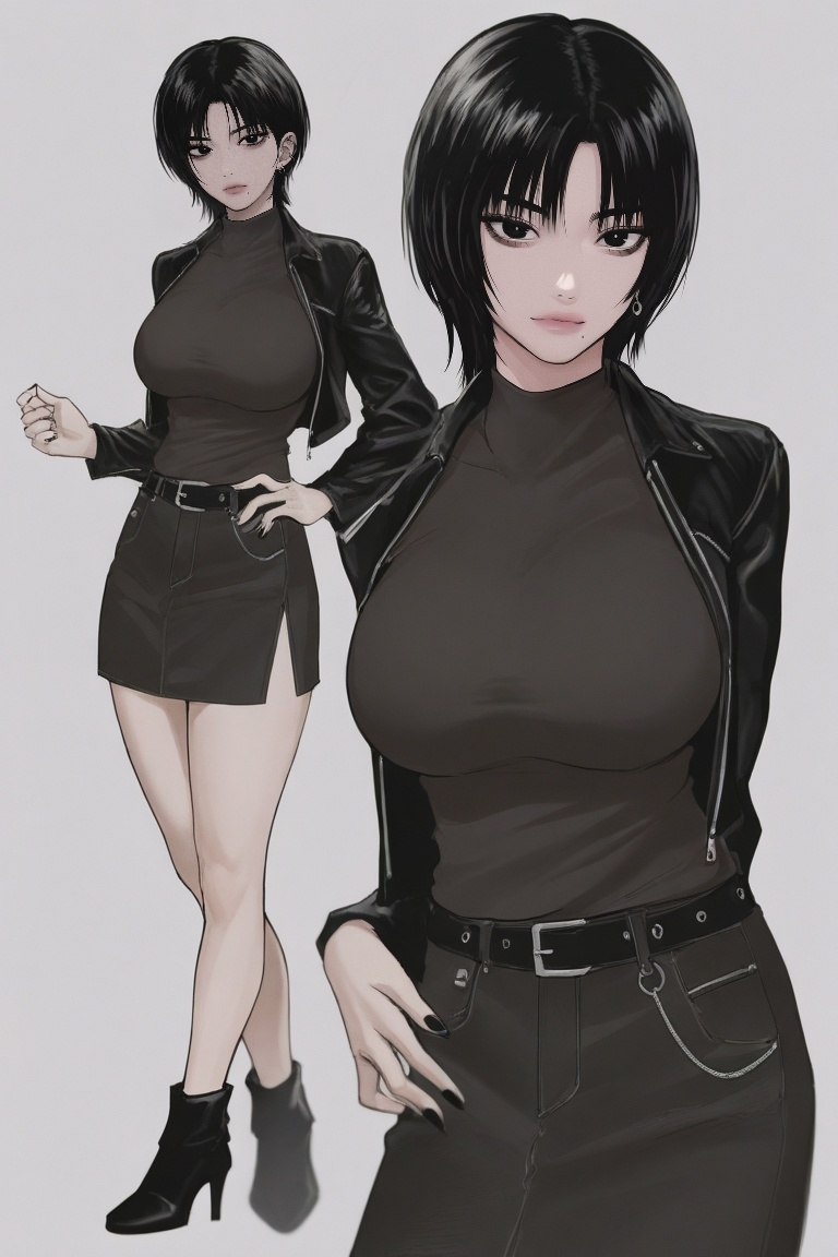 1girl,  black hair,  multiple views on Tensor.Art