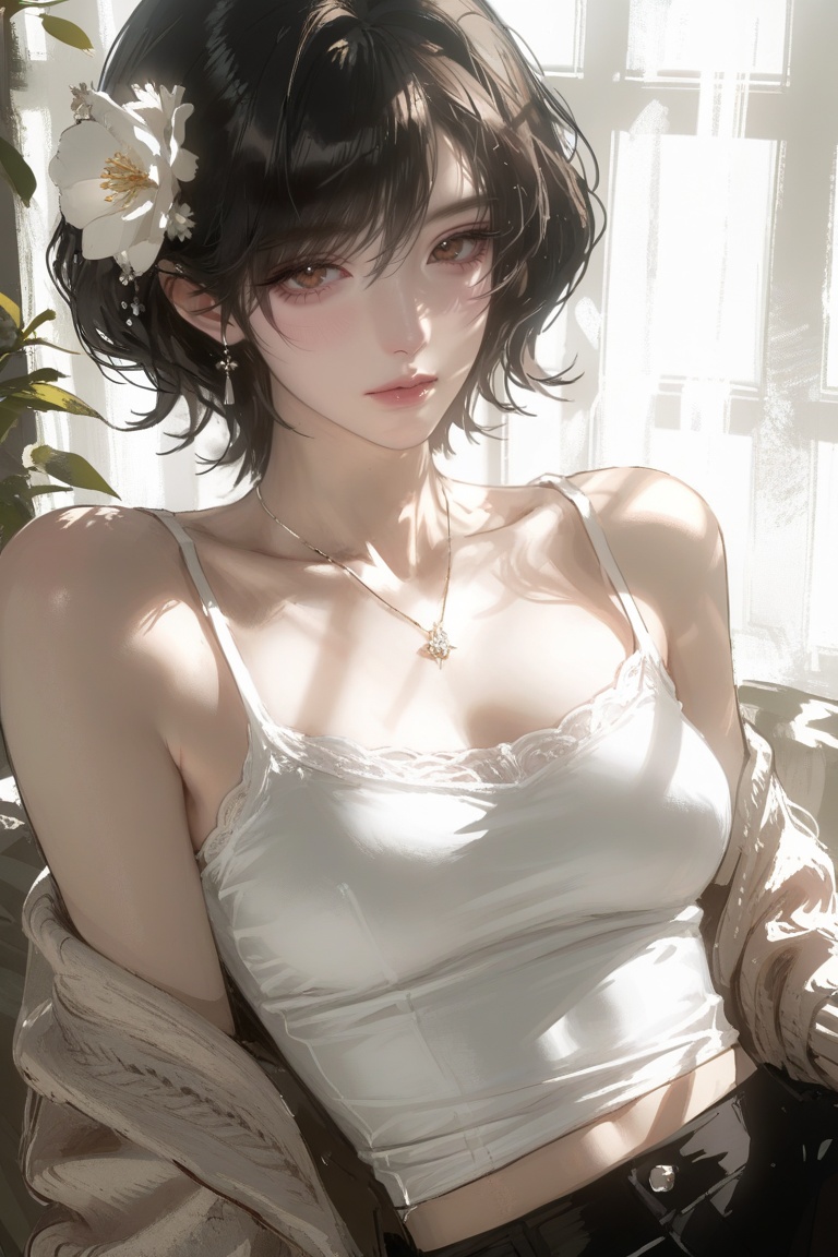 1girl,  light skin,  brown eyes on Tensor.Art
