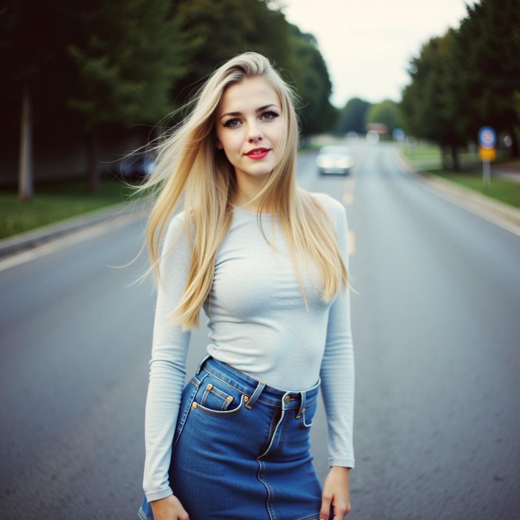 maxxa,  Photorealistic analog-style photograph,  relaxed standing pose with subtle hip shift and hands resting naturally o...