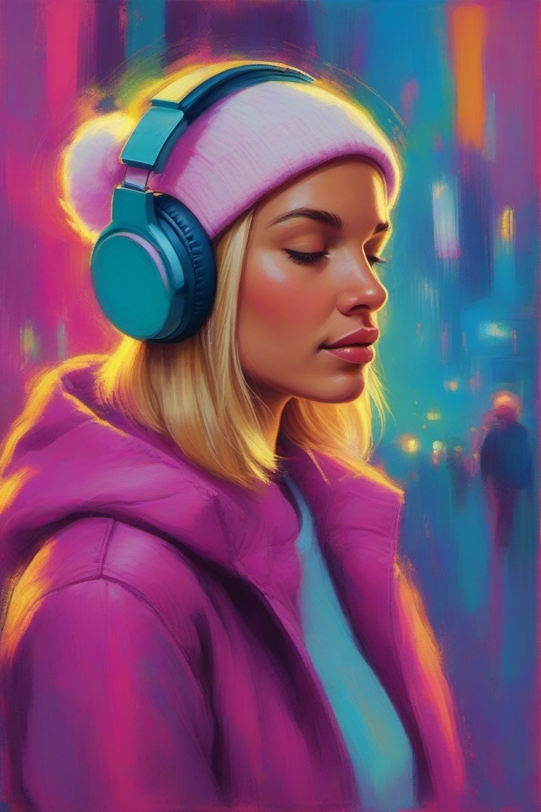 annrin_oilgouache_urban style,  oil and gouache painterly illustration of a girl with short straight blonde hair,  pink sn...
