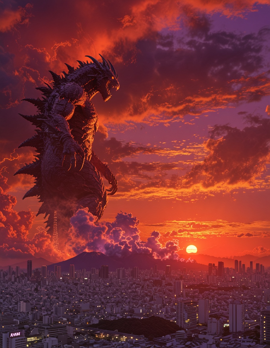 ehdusk5,  hvision3,  giant kaiju attacking tokyo on Tensor.Art