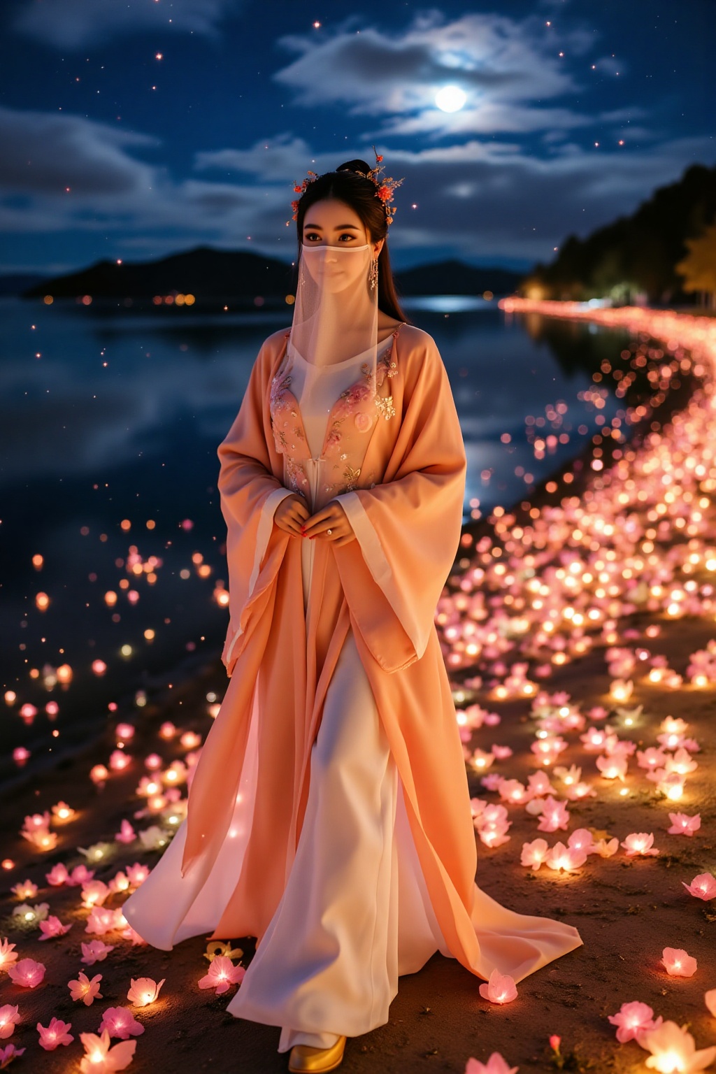 Exceptional quality,  ranked number one. Inspiration: Veil,  love. Visuals: Close-up: Under the moonlight on Tensor.Art