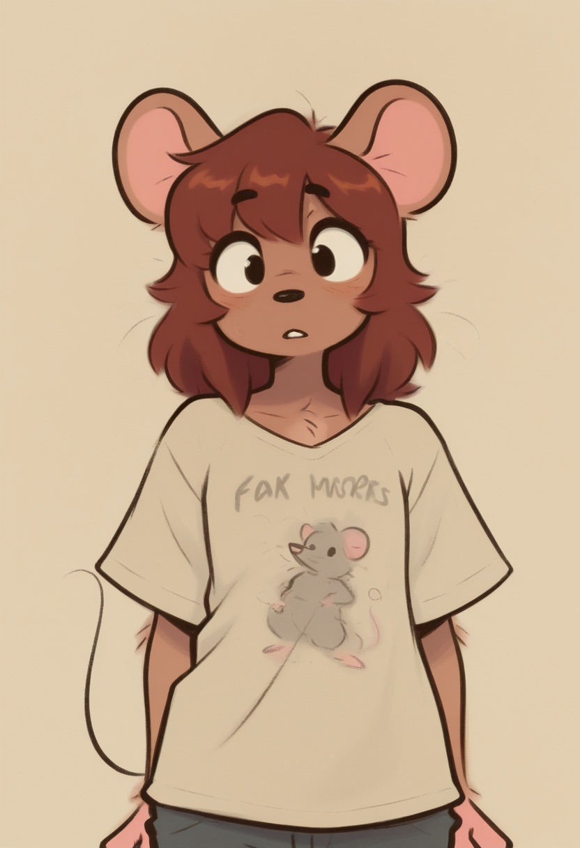 furry,  1girl,  t-shirt on Tensor.Art