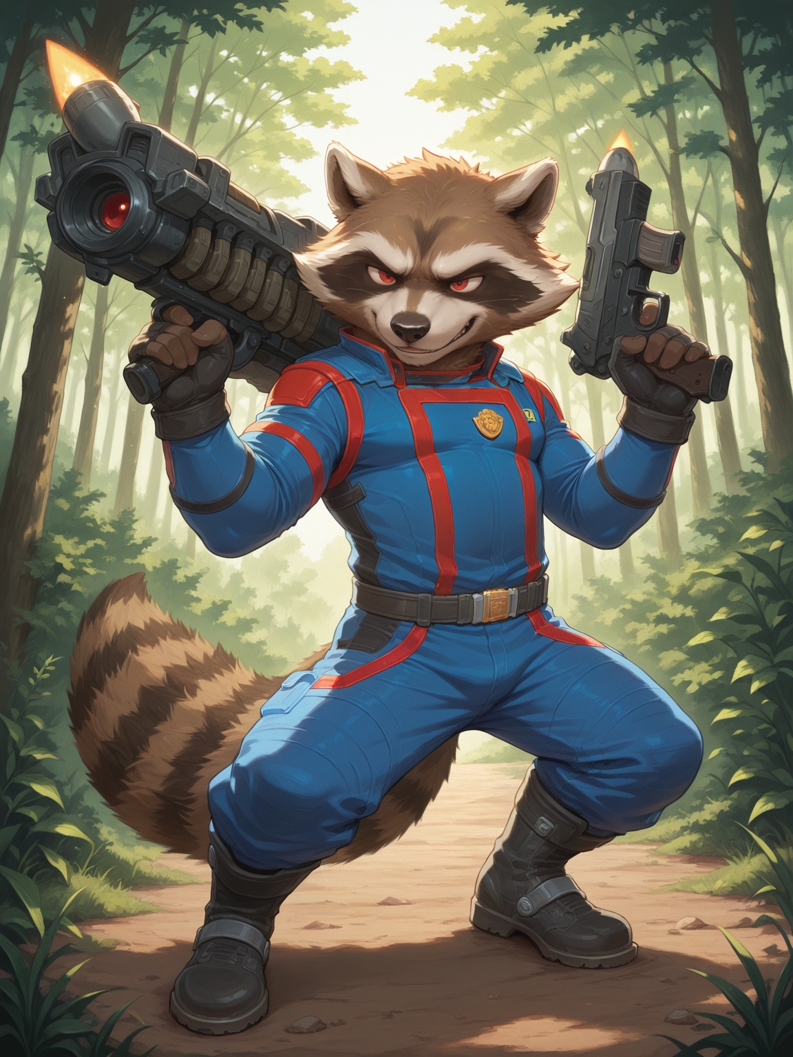 rocket raccoon,  furry,  1boy on Tensor.Art