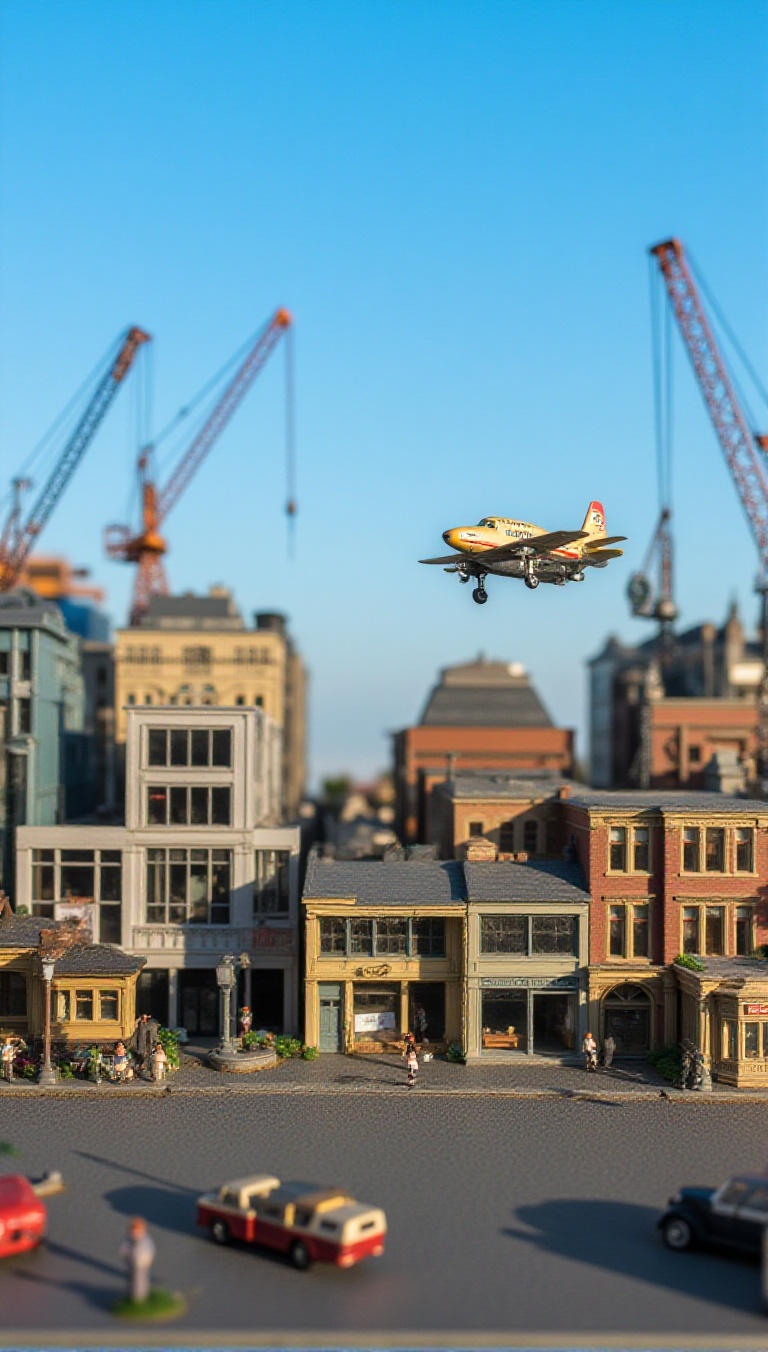 Aeroplane,  city,  blue sky on Tensor.Art