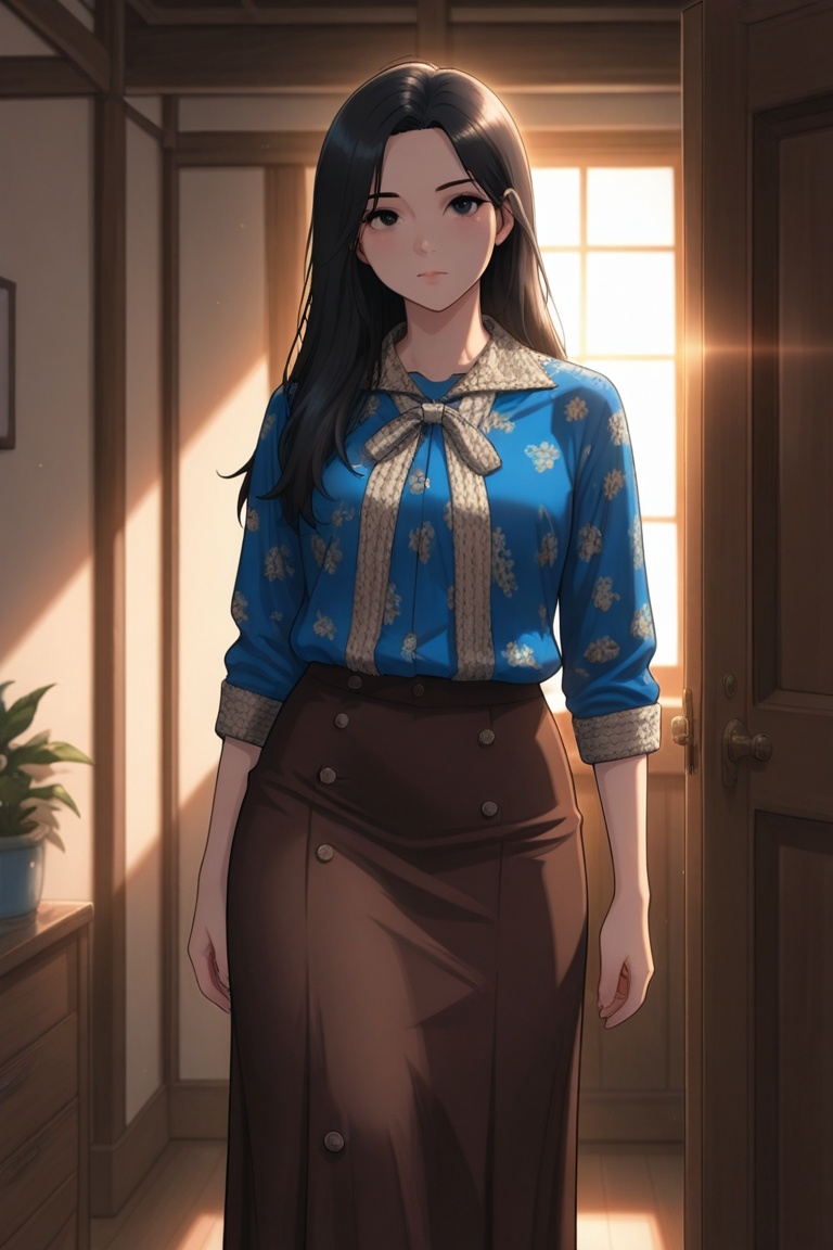 1girl,  solo,  black hair on Tensor.Art