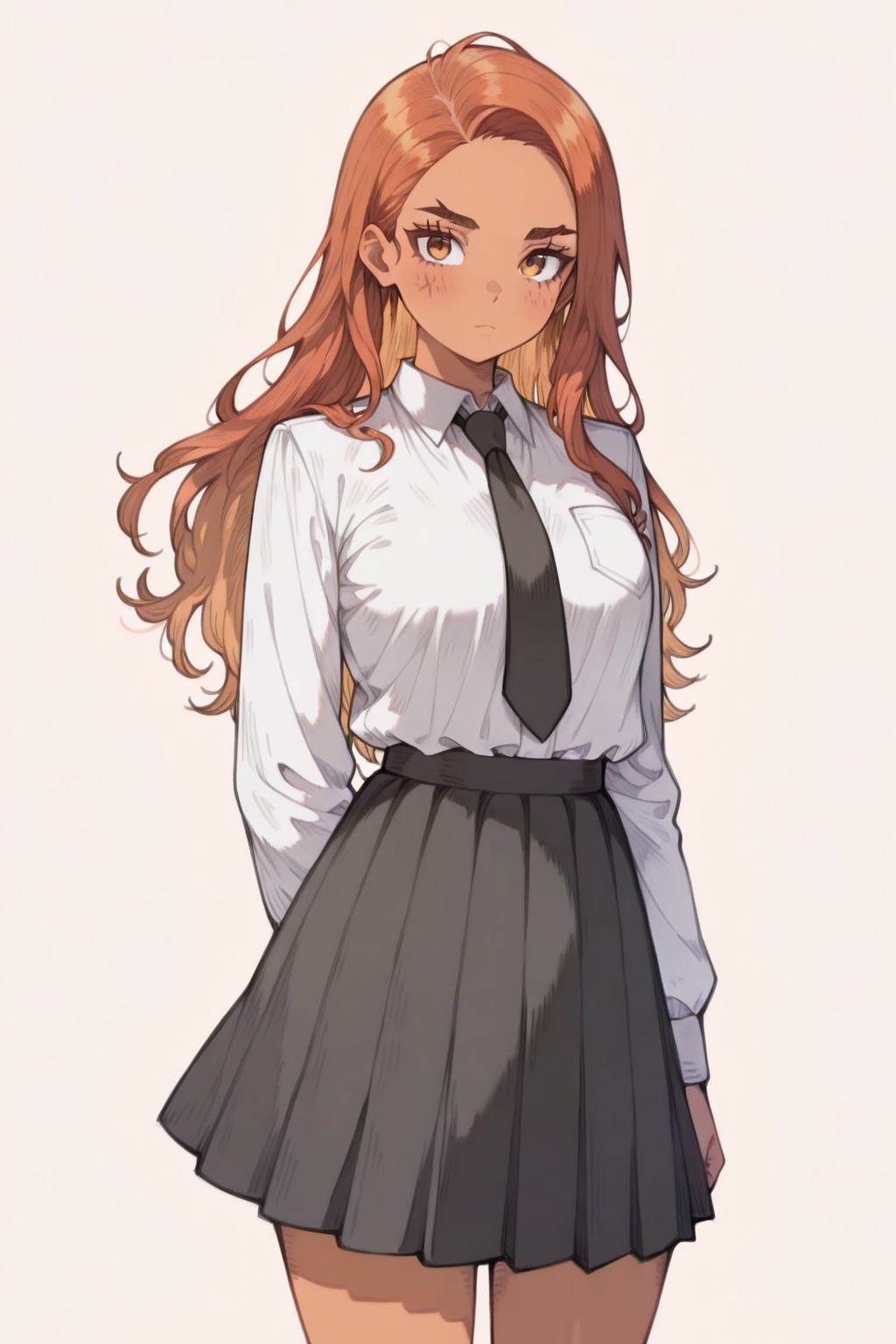 art_Khui,1girl,solo,cowboy shot,school unifrom,,simple background,