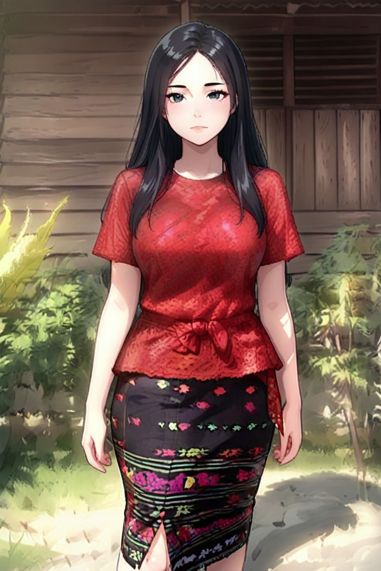 1girl,  solo,  red shirt on Tensor.Art