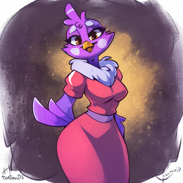 black_background,  furry_female,  avian on Tensor.Art