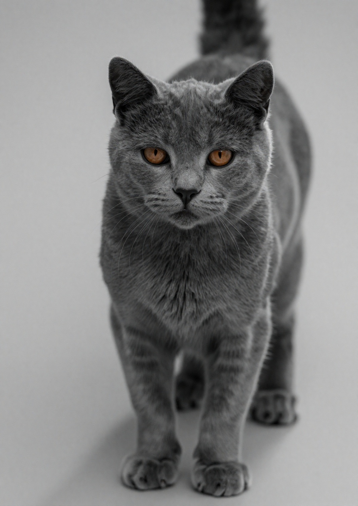 outdoor,  front view,  grey cat on Tensor.Art