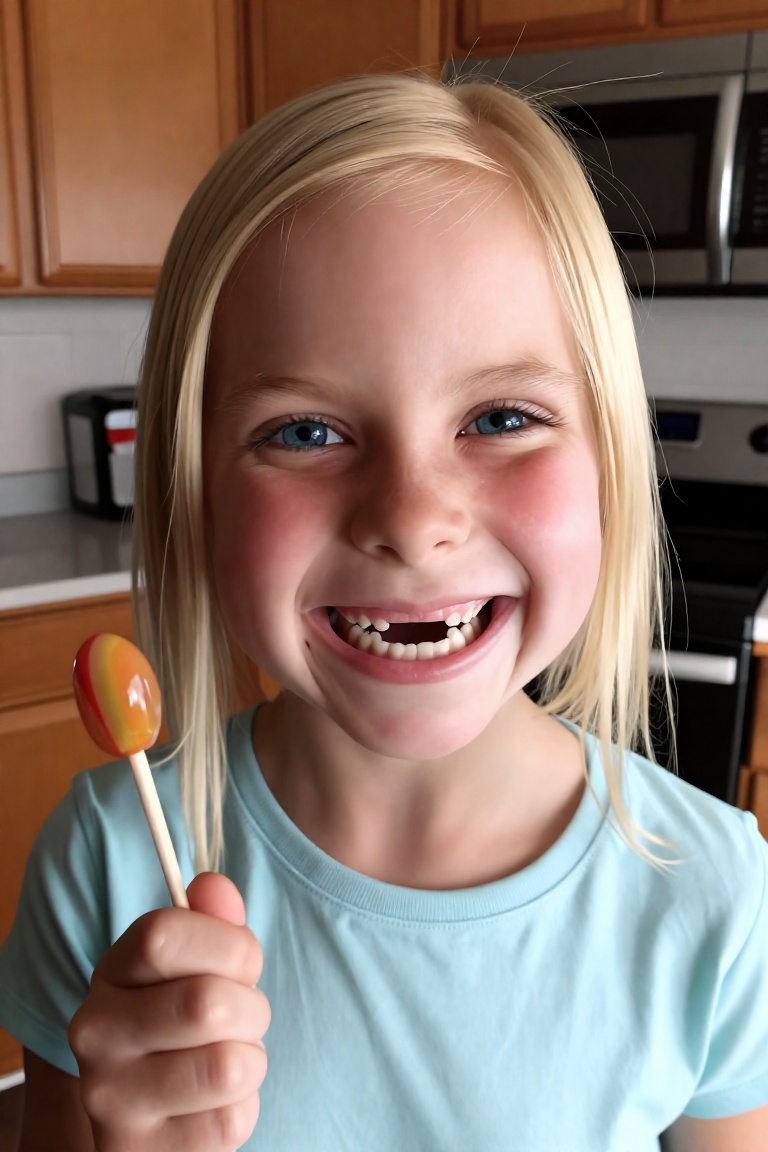 A young Caucasian girl,  approximately 6-8 years old,  is centered in a medium shot on Tensor.Art