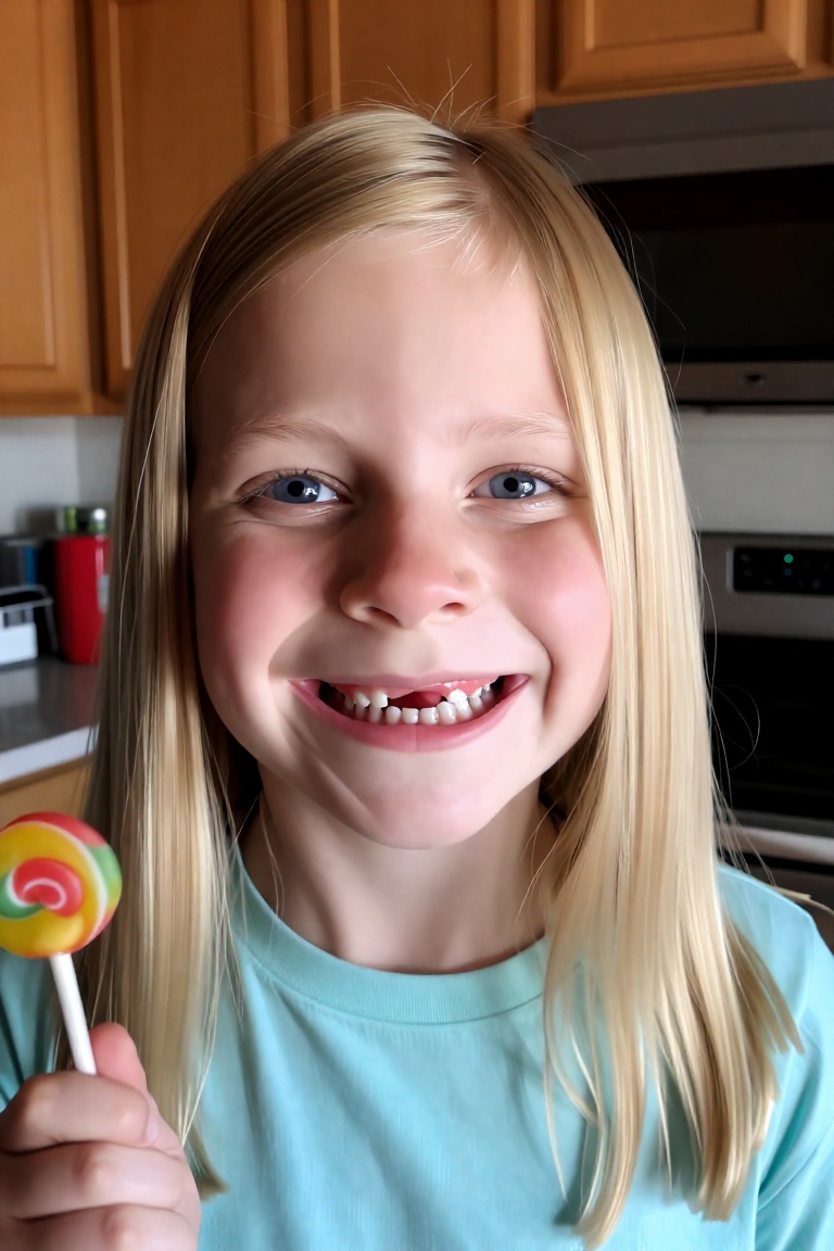 A young Caucasian girl,  approximately 6-8 years old,  is centered in a medium shot on Tensor.Art