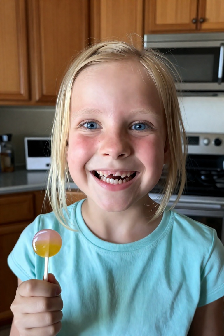 A young Caucasian girl,  approximately 6-8 years old,  is centered in a medium shot on Tensor.Art