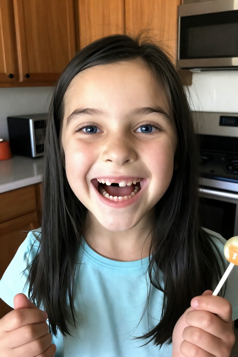A young Caucasian girl,  approximately 6-8 years old,  is centered in a medium shot on Tensor.Art