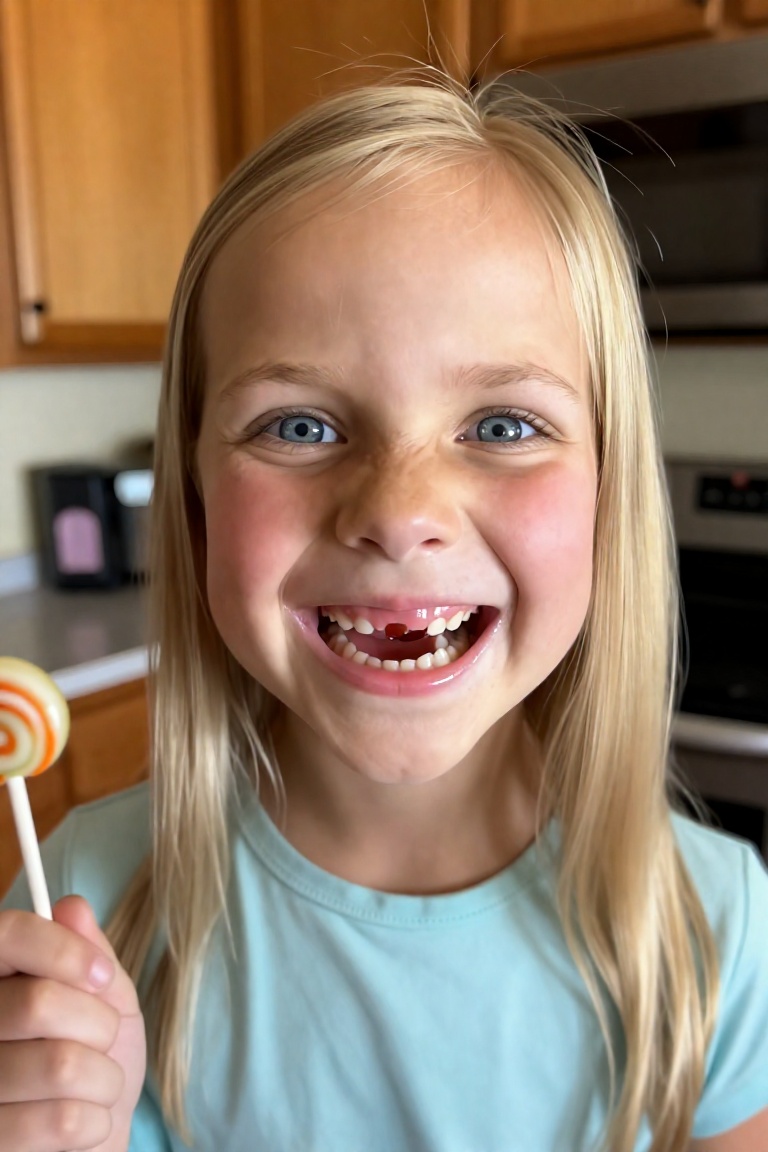A young Caucasian girl,  approximately 6-8 years old,  is centered in a medium shot on Tensor.Art