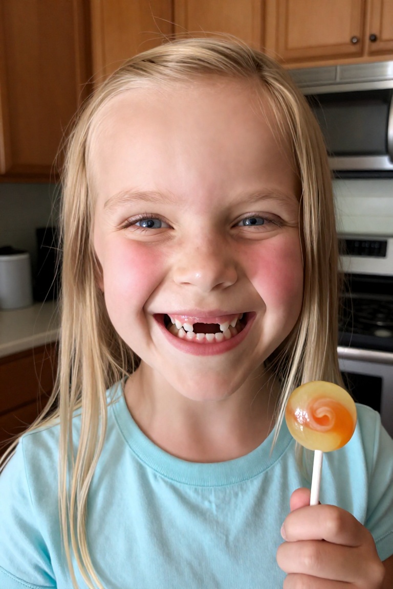 A young Caucasian girl,  approximately 6-8 years old,  is centered in a medium shot on Tensor.Art