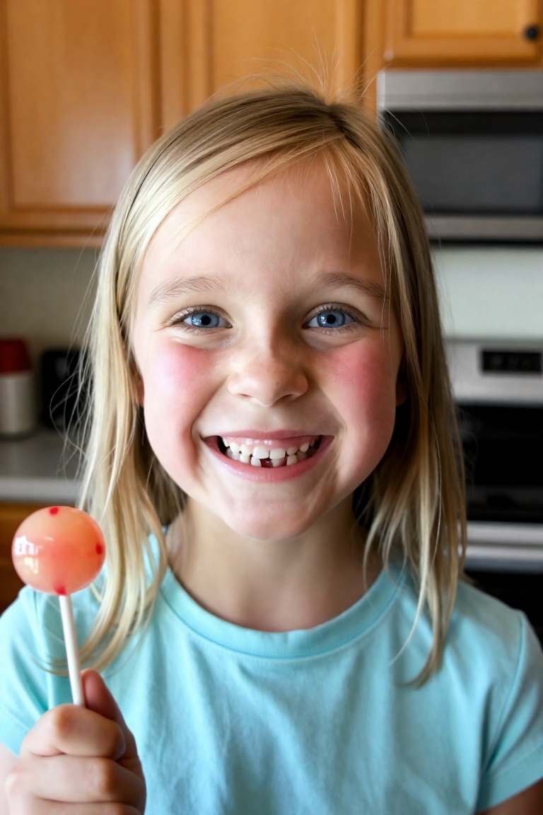 A young Caucasian girl,  approximately 6-8 years old,  is centered in a medium shot on Tensor.Art